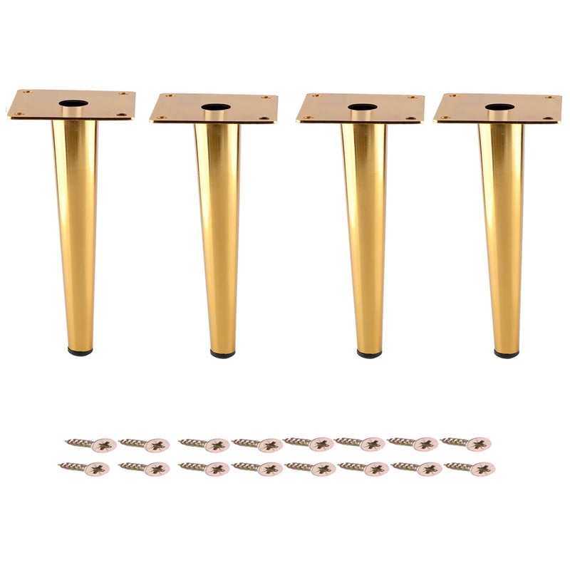 Osring 6 Inch Furniture Table Legs Golden, Steel Round Tapered Modern Sofa Feet, Straight Metal Furniture Legs Hardware for Cabinet and Couch, 4 Pack - Image 1